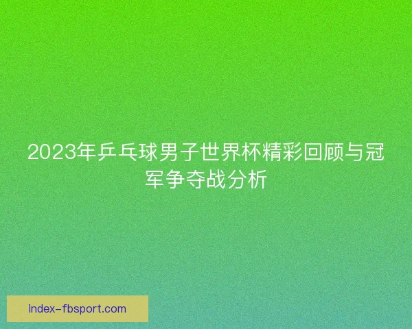 2023年乒乓球男子世界杯精彩回顾与冠军争夺战分析 2023年乒乓球男子世界杯精彩回顾与冠军争夺战分析