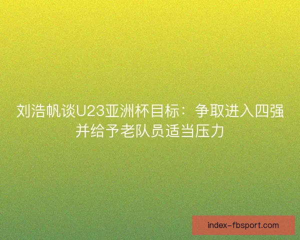 刘浩帆谈U23亚洲杯目标:争取进入四强并给予老队员适当压力 刘浩帆谈U23亚洲杯目标:争取进入四强并给予老队员适当压力
